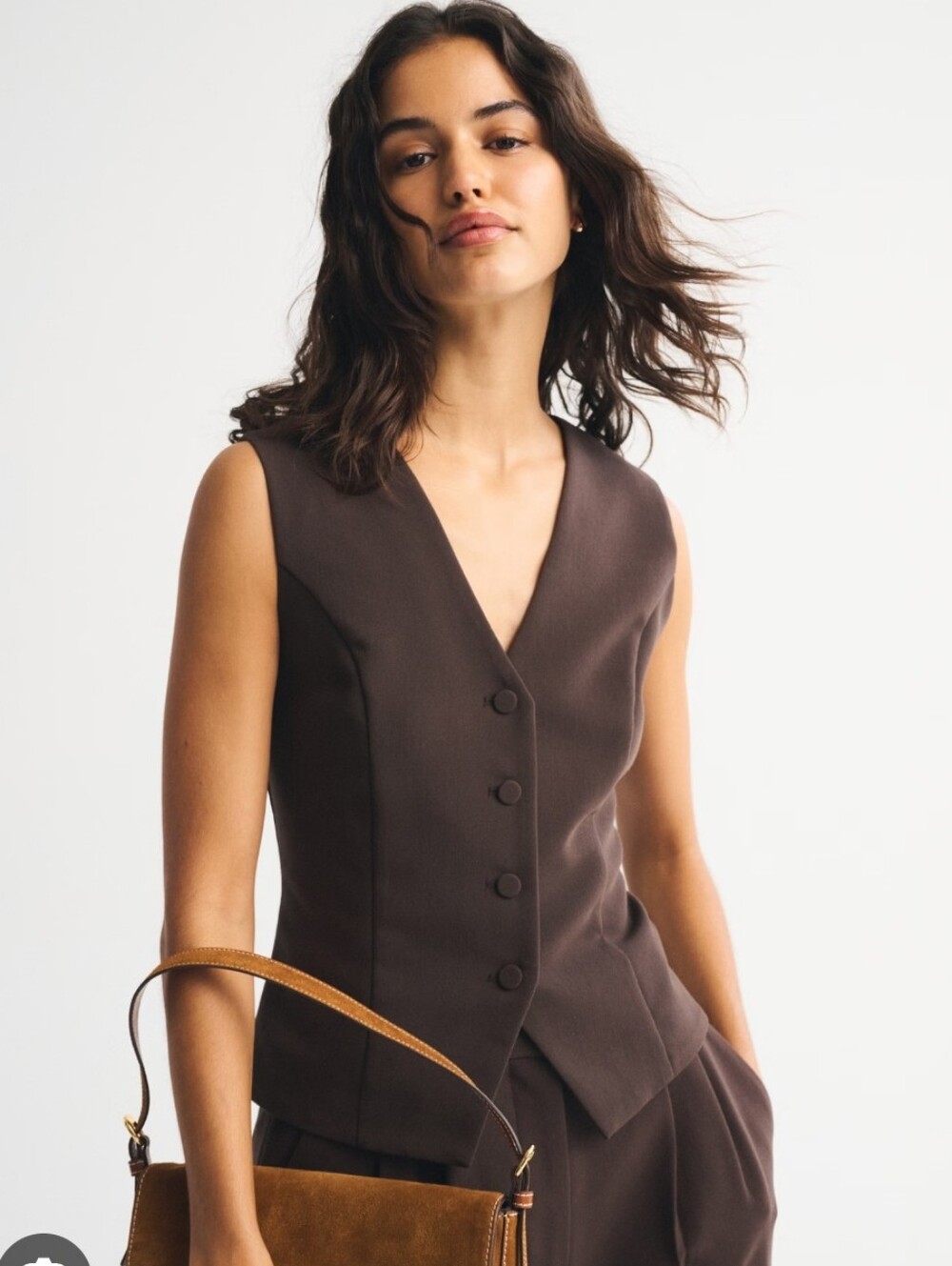 Abercrombie & Fitch Classic Vest Top Waist Coat Suiting Vest Brown Womens Size L